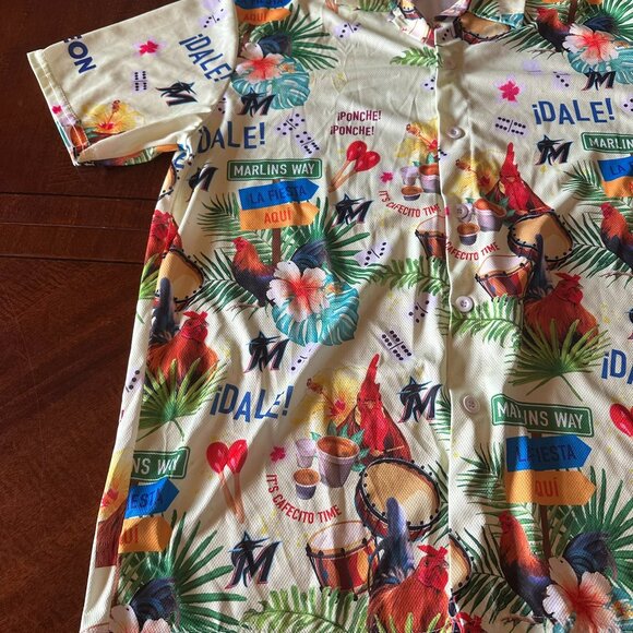 Miami Marlins Billy’s Birthday Tropical Button Up Shirt Giveaway Size XL - Picture 4 of 4